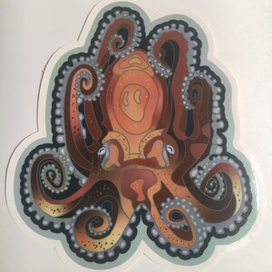 Octopus, vinyl sticker with gloss laminate 5.5 High. Inside or outside use. image 4