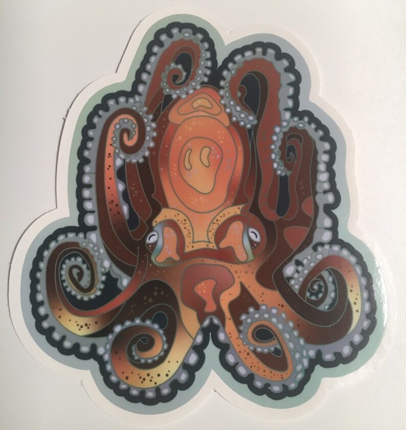 Octopus, vinyl sticker with gloss laminate 5.5 High. Inside or outside use. image 4