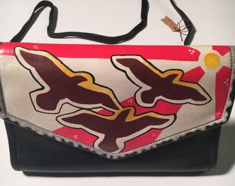 Hand Painted Bird Purse, One of a kind, diy