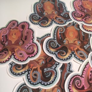 Octopus, vinyl sticker with gloss laminate 5.5 High. Inside or outside use. image 8