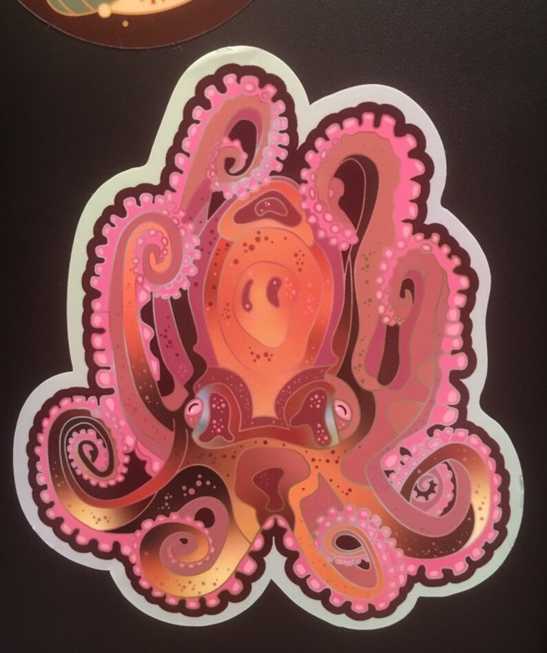 Octopus, vinyl sticker with gloss laminate 5.5 High. Inside or outside use. image 5