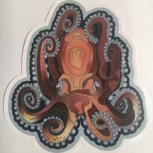 Octopus, vinyl sticker with gloss laminate 5.5 High. Inside or outside use. image 10