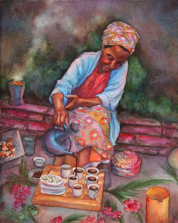 NEW Ethiopian Coffee Ceremony 8x10 African Woman art print Etsy