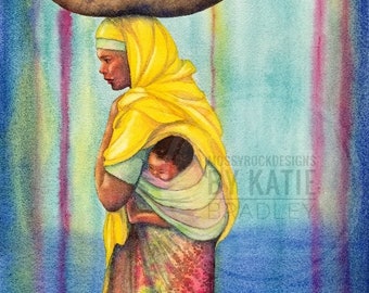 NEW Strength and Dignity, Mango Seller with baby in Harar, Ethiopia, art print