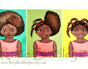 Hair Time - set of 3 prints in 5x7 size