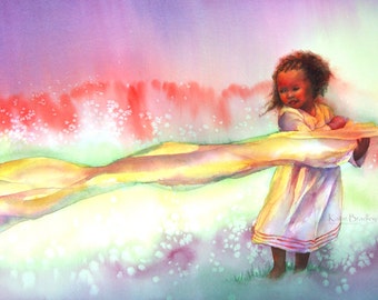 Ethiopian Wind Dancer art print,  long format