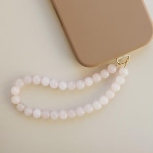 Pink Rose Quartz Phone Charm Strap: Universal Wrist Lanyard