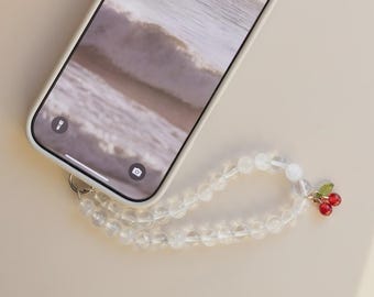 Correa transparente para teléfono con colgante: cordón universal para la muñeca.