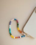Rainbow Gemstone Beaded Phone and Camera Charm Strap, Universal Wrist Lanyard