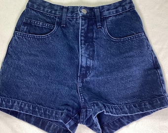 Vintage Guess Georges Marciano hoog getailleerde denim shorts donkerblauwe wassing 26 VS