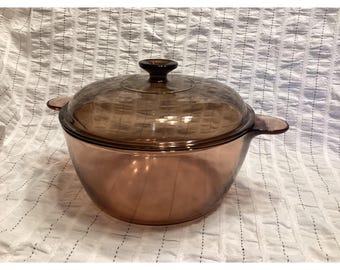 Olla Visions Corning de vidrio ámbar de 4,5 L con tapa Pyrex, fabricada en EE. UU.