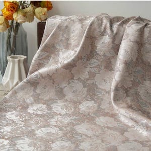 Elegant gŕey peony  embossed brocade jacquard designer fabric , sold by meter