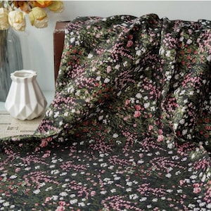 Garden dark green floral embossed brocade jacquard designer fabric , sold by meter