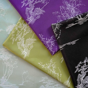 Purple green embossed brocade jacquard designer fabric , sold by meter