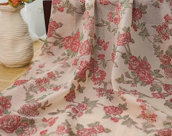 Vintage dusty pink roses floral embossed brocade jacquard , custain,upsholstery,dress designer fabric , sold by meter