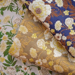 Vintage floral embossed brocade jacquard designer fabric , sold by meter