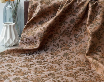 Brown vintage floral jacquard designer embossed brocade, upholstery fabric , sold by meter