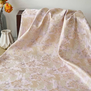 Pink peony floral embossed brocade jacquard designer fabric , sold by meter