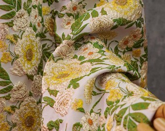 Vintage Floral Jacquard Designer Brocade Embossed Fabric by  display picture 1