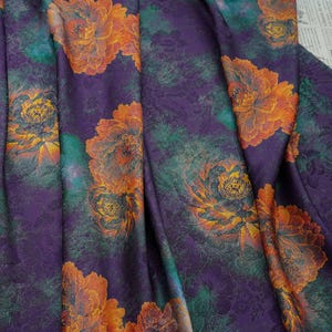 Smudge Purple orange peony  embossed brocade jacquard designer fabric , sold by meter