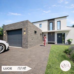 モダンな4ベッドルーム住宅プラン / 150m2住宅の予備設計 / フランス語のセルフビルド住宅プラン / モダン住宅プラン