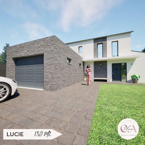 Nowoczesny projekt domu z 4 sypialniami / wstępny projekt domu / samodzielny projekt domu 2-piętrowego / wizualizacja 2D 3D w języku francuskim
