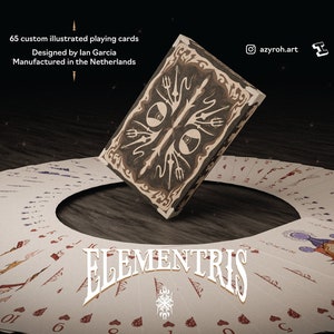 Baralho de cartas ELEMENTRIS com caixa dobrável - tamanho Bridge, baralho de 56 cartas, cartas de baralho, cartas ilustradas