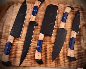Personalised Steel Chef Set, Steel Chef Knifw Set For Christmas Gift, Steel Handmade Best Kitchen Set For Halloween Gifts.