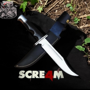 Scream Replica Knife | Inspired by Bloody Ghostface Replica Buck Horror Movie Prop | Anniversary Gift Name Engraving Decorative Cosplay Gift