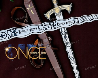 Once Upon a Time Sword Movie Sword Excalibur Legendary Sword of Emma Swan and Killian Jones Sword Gift + Wooden Scabbard Living Wall Decor