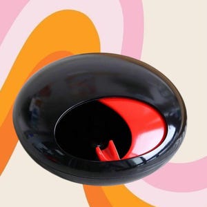 Ashtray with cover retro space age style living room home use. Funky Ashtray Black&Red colors