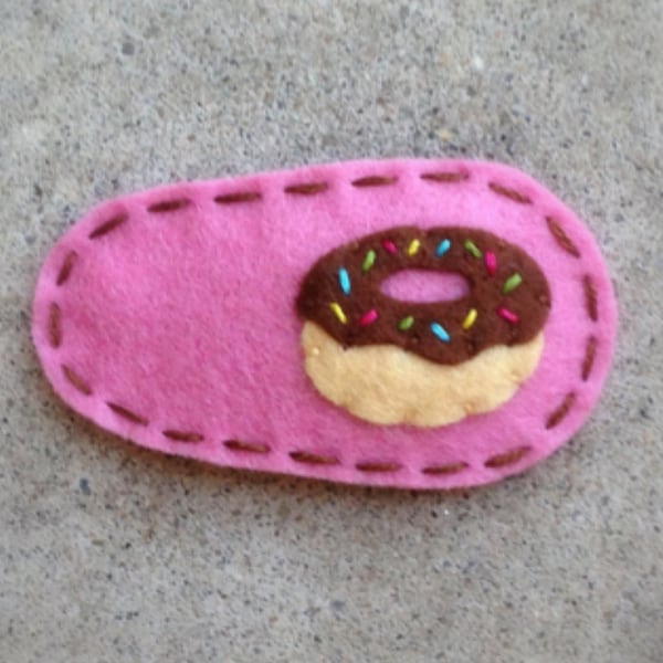 Felt Hair Clip, No Slip, Donut, Rainbow Sprinkles, Pink, Girls Hair Clip, Baby Hair Clips, Toddler Hair Clips, Felt Food