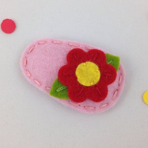 Pinza para el pelo de fieltro, antideslizante, elegante flor, roja, rosa, pinza para el pelo para niñas, pinza para el pelo para niños pequeños, pinza para el pelo para bebés, flor de fieltro, margarita