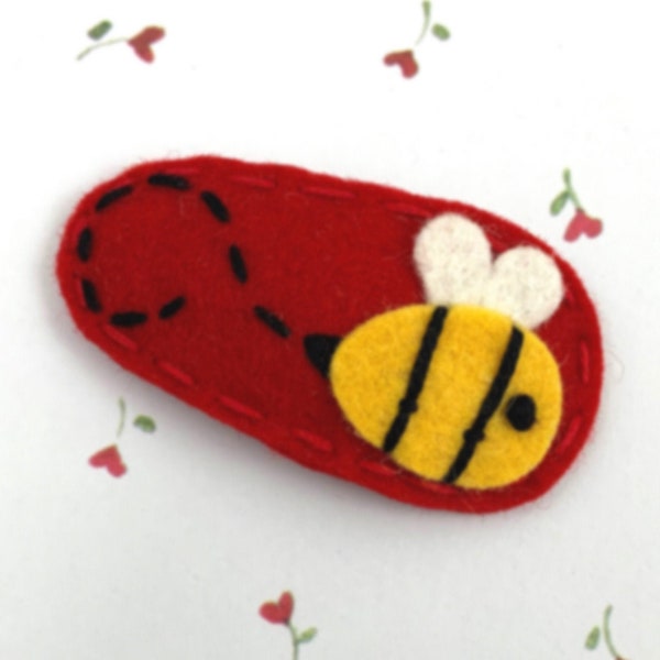 Felt Hair Clip, Felt Animal, Felt Hair Accessories, Girl Hair Clip, Baby Bow, Felt Barrette, Felt Bow, Felt Hair Pin, Red Felt, Bumblebee