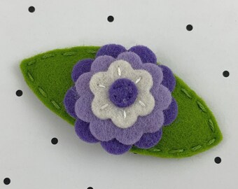 Felt Hair Clip, No Slip, Flower Hair Clip, Felt Flower, Felt Hair Bow, Baby Bows, Baby Hair Clip, Hair Barrettes, Flower Petal, Purple