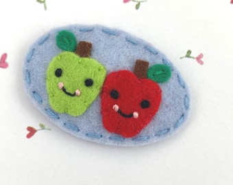 Felt Hair Clip, No Slip, Felt Fruit, Baby Hair Clip, Girl Hair Accessories,Hair Bow, Hair Barrette, Hair Pin, Apple Buddies, Surf Blue