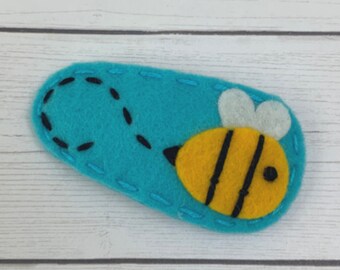 Felt Hair Clip, No Slip, Felt Hair Bow, Baby Hair Clips, Bow For Girls, Toddler Hair Clip, Baby Bow, Bumblebee, Turquoise