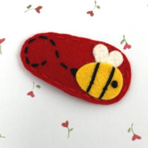 Felt Hair Clip, Felt Animal, Felt Hair Accessories, Girl Hair Clip, Baby Bow, Felt Barrette, Felt Bow, Felt Hair Pin, Red Felt, Bumblebee
