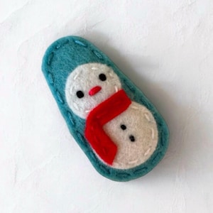 Filz Haarspange, kein Slip, Schneemann, Teal, Mädchen Haarspangen, Kleinkind Haarspange, Baby Haarspange, Haarschleife, Baby Haarschleife, Geschenk für Mädchen