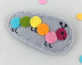 Felt Hair Clip, As Seen In Lucky Kids Magazine, No Slip, Felt Hair Bow, Baby Girl Bow, Baby Hair Clips, Rainbow Caterpillar, Light Grey