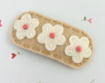 Felt Hair Clip, No Slip, Felt Hair Bow, Felt Flower, Felt Hair Barrette, Baby Girls, Hair Accessories, Wool Felt, White Daisy, Natural