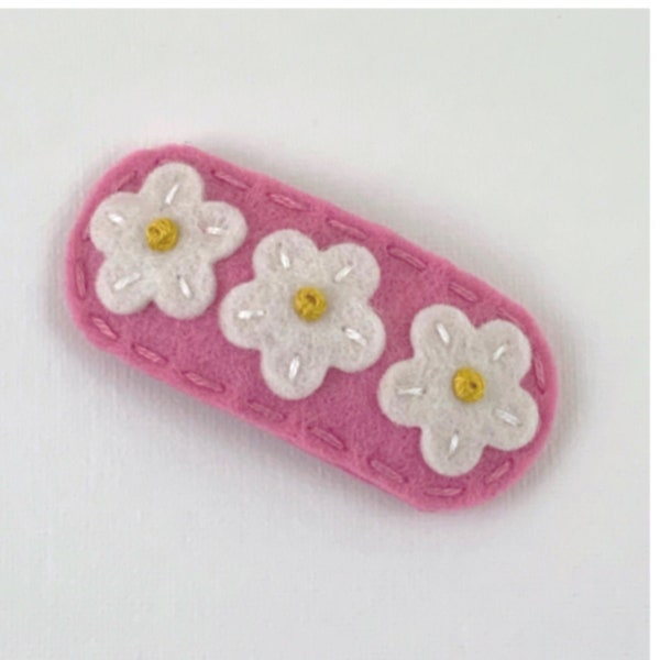 Felt Hair Clip, No Slip, Hair Bows, Baby Girl Bows, Wool Felt, Felt Hair Bows, Felt Flower, Felt Hair Barrette, Baby Girl, White Daisy, Rose