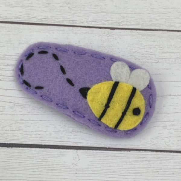 Felt Hair Clip, No Slip, Felt Hair Bow, Baby Hair Clips, Bow For Girls, Toddler Hair Clip, Baby Bow, Bumblebee, Lilac