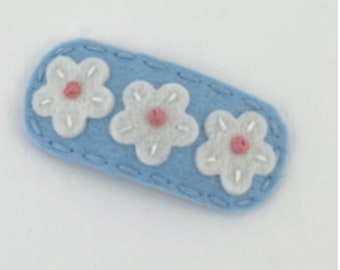 Felt Hair Clip, No Slip, Felt Hair Bows, Felt Flower, Felt Hair Barrette, Baby Girl, Girl Hair Accessories, Baby Bows, White Daisy, Sky Blue