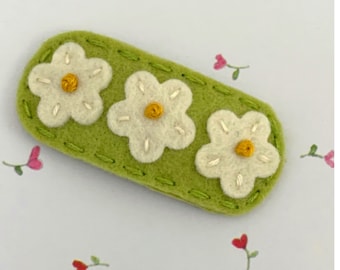 Felt Hair Clip, No Slip, Felt Hair Bows, Felt Flower, Felt Hair Barrette, Baby Girl, Hair Accessories, Wool Felt, Hair Pin, Daisy, Fern