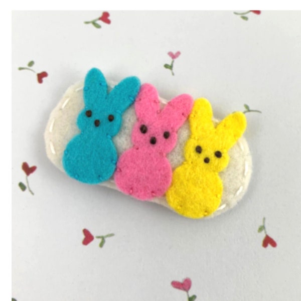 Felt Hair Clip, No Slip, Felt Rabbit, Bunny, Easter Hair Clip, Peeps Bow, Wool Felt, Peeps, Baby Bow, Hair Pins, Hair Bows, Peeps, White