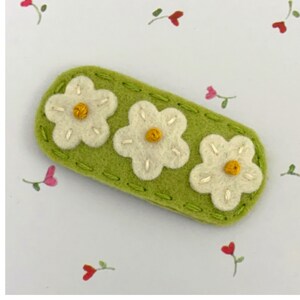 Pinza de pelo de fieltro, pinza antideslizante, lazos de fieltro, flor de fieltro, pasador de fieltro, niña, accesorios para el pelo, fieltro de lana, horquilla, margarita, salvia
