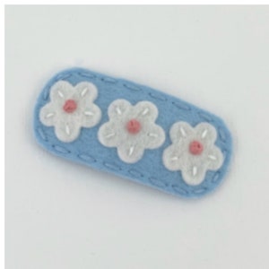 Pinza para el pelo de fieltro, pinza antideslizante, lazo para el pelo de fieltro, flor de fieltro, pasador para el pelo de fieltro, niña, lazos para bebé, trío de flores, azul cielo