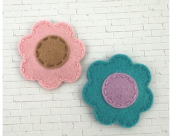 Felt Hair Clip, No Slip,  Pair Flowers, Girls Hair Clip, Toddler Hair Clip, Baby Hair Clip, Felt Flower, Wool Felt, 2 Flowers Set, Daisy