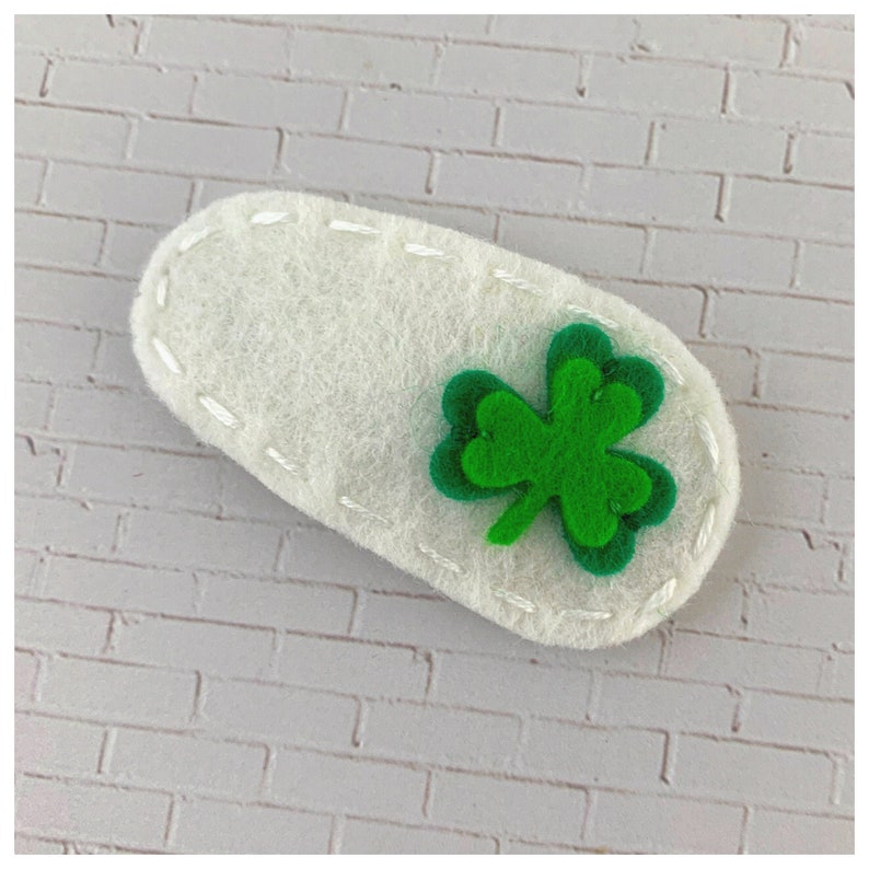 Felt Barrette Felt Hair Clip Felt Hair Bows Baby Bows Gift For Girls White Wool Felt No Slip Clover Shamrock Bows For Girls